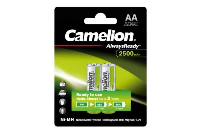 Аккумулятор Ni-Mh Camelion AlwaysReady AA 2500mAh/2BL (цена за блистер 2 шт)