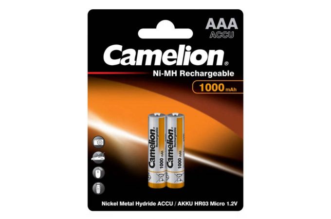 Аккумулятор Ni-Mh Camelion AAA 1000mAh/2BL (цена за блистер 2 шт)