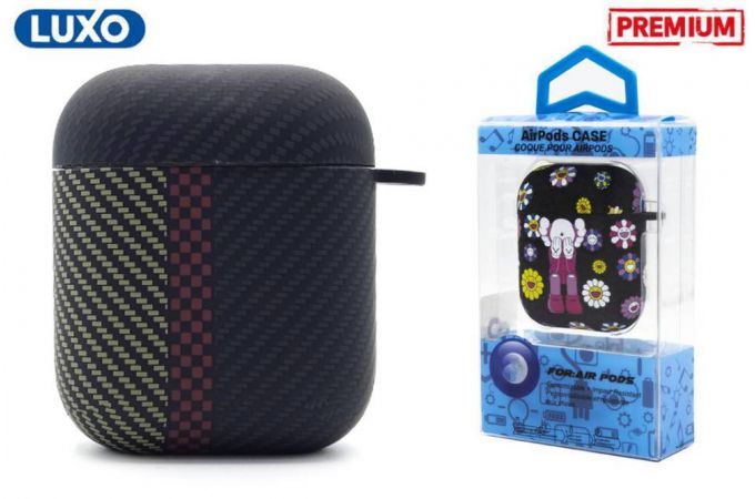 Чехол для наушников LUXO KAWS для Apple AirPods 1-2 Рисунок J181 Carbon