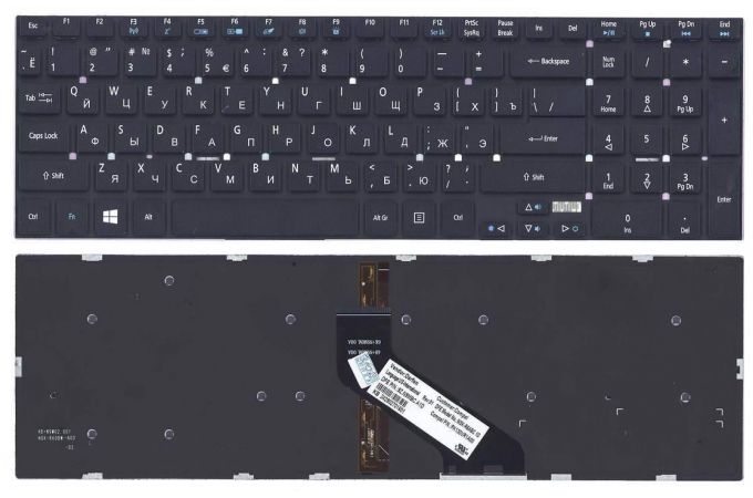 Клавиатура для ноутбука Acer Aspire 5830T (черн. с подсветкой)