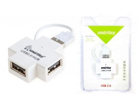 Разветвитель USB HUB 2.0 Хаб Smartbuy 6900, 4 порта, белый (SBHA-6900-W)