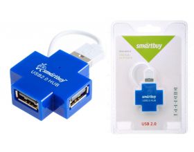 Разветвитель USB HUB 2.0 Хаб Smartbuy 6900, 4 порта, голубой (SBHA-6900-B)