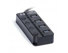 Разветвитель USB HUB 3.0 хаб с выключателями, 4 порта, СуперЭконом, черный SBHA-7324-B