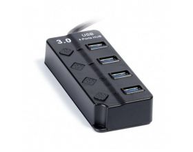 Разветвитель USB HUB 3.0 хаб с выключателями, 4 порта, СуперЭконом, черный SBHA-7324-B