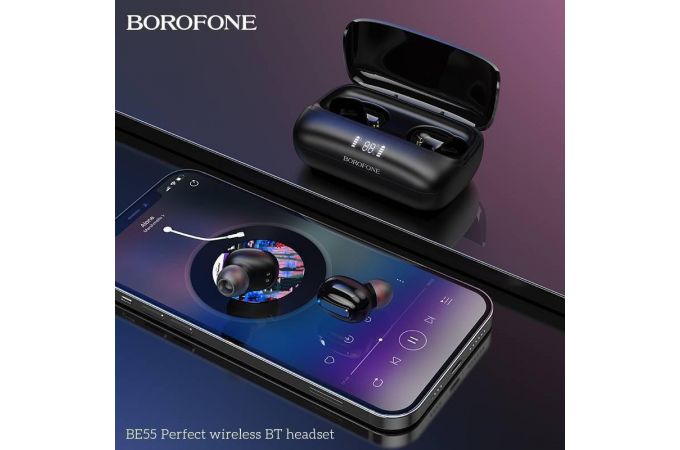 Наушники вакуумные беспроводные BOROFONE BE55 Perfect wireless BT headset Bluetooth (черный)