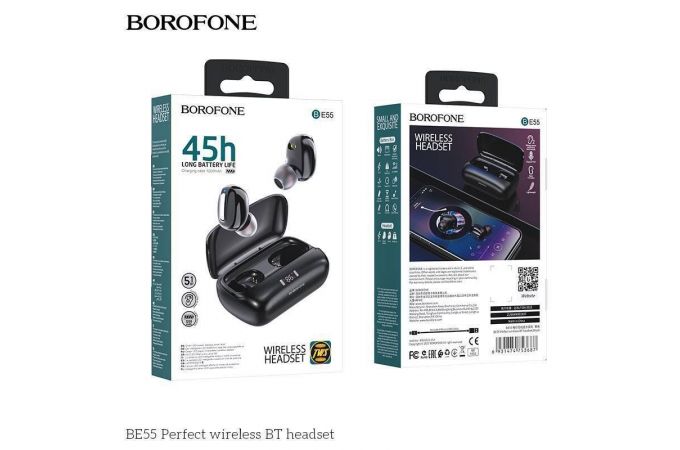 Наушники вакуумные беспроводные BOROFONE BE55 Perfect wireless BT headset Bluetooth (черный)