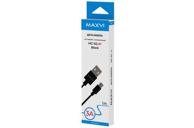 Кабель USB - USB Type-C Maxvi (MC-02 UP) 3A (черный) 1м