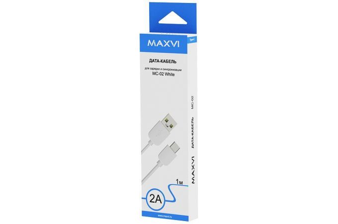 Кабель USB - USB Type-C Maxvi (MC-02) 2A (белый) 1м