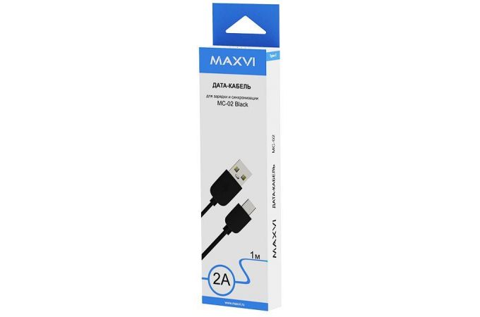 Кабель USB - USB Type-C Maxvi (MC-02) 2A (черный) 1м