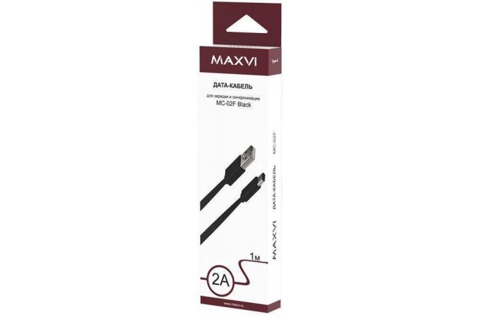 Кабель USB - USB Type-C Maxvi (MC-02F) 2A (черный) 1м