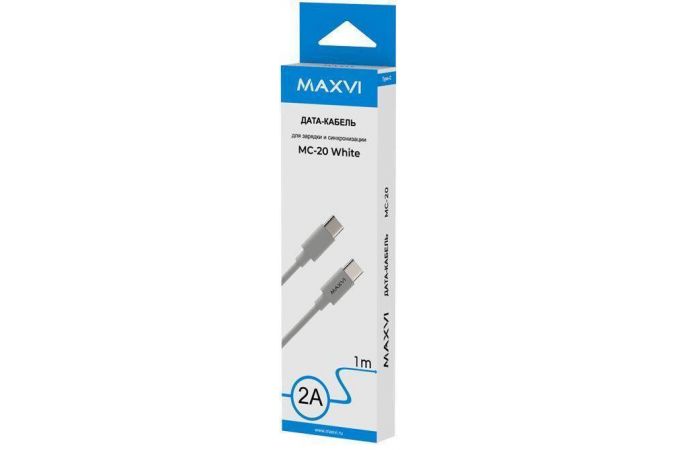 Кабель USB Type-C - USB Type-C Maxvi (MC-20) 2A (белый) 1м