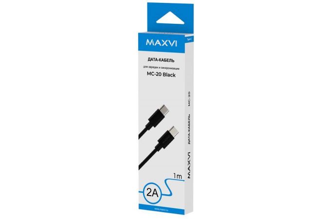 Кабель USB Type-C - USB Type-C Maxvi (MC-20) 2A (черный) 1м