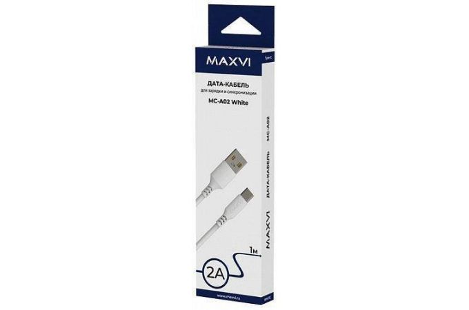 Кабель USB - USB Type-C Maxvi (MC-A02) 2A (белый) 1м