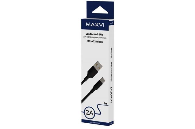 Кабель USB - USB Type-C Maxvi (MC-A02) 2A (черный) 1м