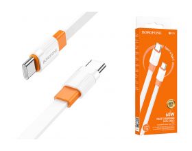 Кабель USB Type-C - USB Type-C BOROFONE BX89, PD60W (бело-оранжевый) 1м