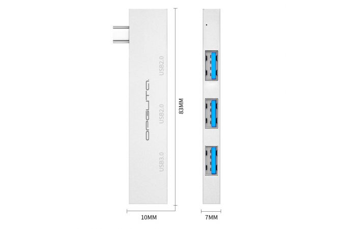 Разветвитель USB HUB Орбита OT-PCR23 USB 2.0/3.0 (3*USB) (серебристый)