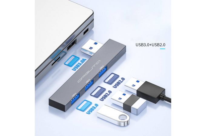 Разветвитель USB HUB Орбита OT-PCR23 USB 2.0/3.0 (3*USB) (серый)