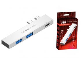 Разветвитель USB HUB Орбита OT-PCR24 USB 2.0 (2*USB+Type-C) (серебристый)