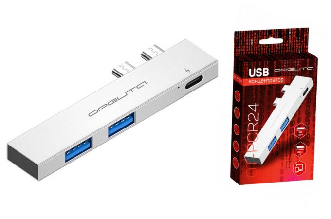 Разветвитель USB HUB Орбита OT-PCR24 USB 2.0 (2*USB+Type-C) (серебристый)