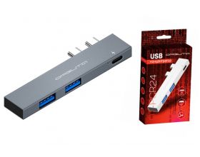 Разветвитель USB HUB Орбита OT-PCR24 USB 2.0 (2*USB+Type-C) (серый)