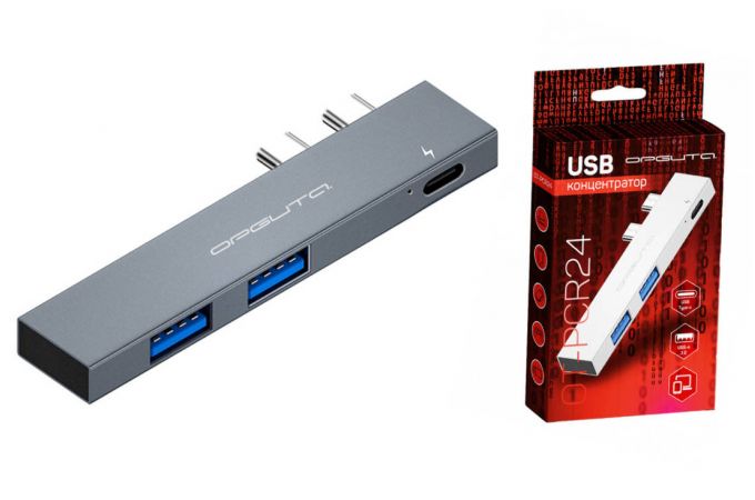 Разветвитель USB HUB Орбита OT-PCR24 USB 2.0 (2*USB+Type-C) (серый)