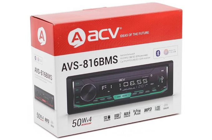 Автомагнитола ACV MP3/WMA AVS-816BM мультицвет,50Wx4, BLUETOOTH, App,Google, USB, AUX