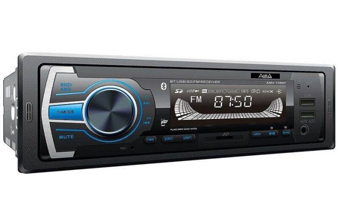 Автомагнитола AURA MP3/WMA AMH-106BT голубая, Bluetooth,2xUSB/micro SD, FLAC