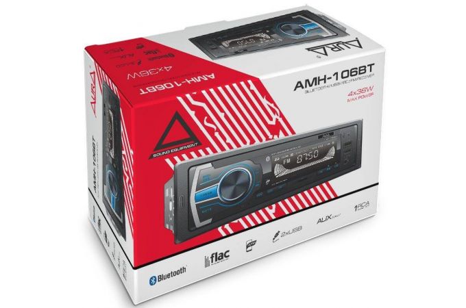 Автомагнитола AURA MP3/WMA AMH-106BT голубая, Bluetooth,2xUSB/micro SD, FLAC