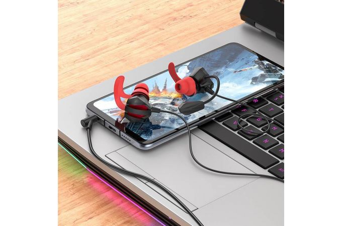 Наушники вакуумные проводные HOCO M105 Sharp wire control gaming earphones with microphone (черный)