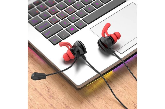 Наушники вакуумные проводные HOCO M105 Sharp wire control gaming earphones with microphone (черный)