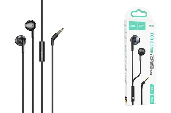 Наушники вакуумные проводные HOCO M115 Sagacious universal earphones with microphone (черный)