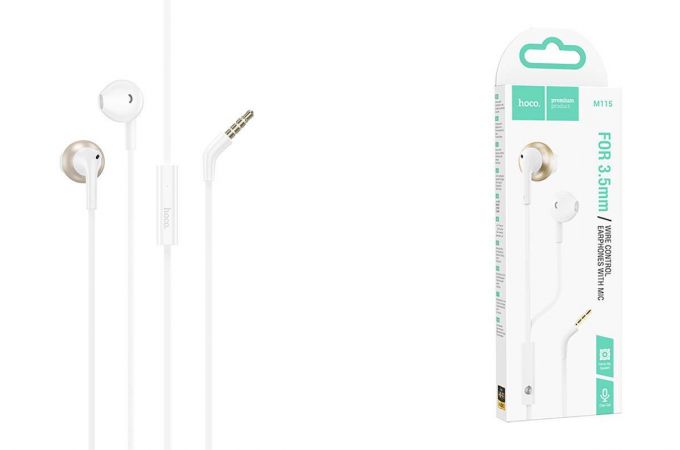 Наушники вакуумные проводные HOCO M115 Sagacious universal earphones with microphone (белый)
