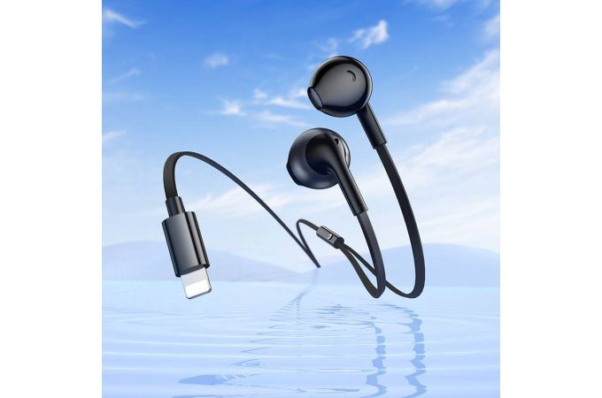 Наушники вакуумные проводные HOCO M115 Sagacious universal earphones with microphone штекер Lightning (черный)
