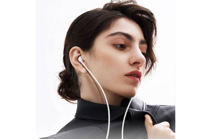 Наушники вакуумные проводные HOCO M115 Sagacious universal earphones with microphone штекер Lightning (белый)