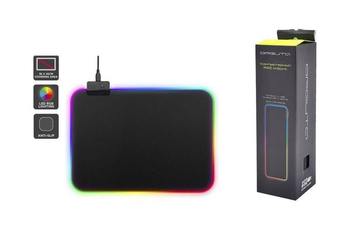 Коврик для мышки с RGB подсветкой Орбита OT-PCM53 (черный, 25*35 см)