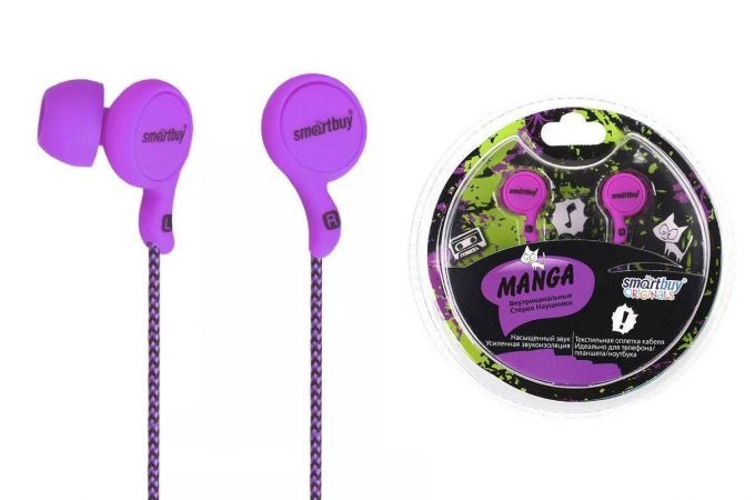 Наушники вакуумные проводные Smartbuy MANGA SBE-1030 (фиолетовый)