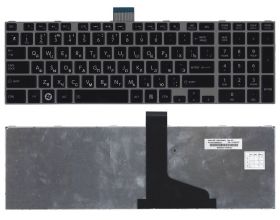 Клавиатура для ноутбука Toshiba Satellite L850, L875, P850 черная, рамка серебряная