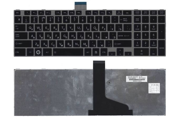 Клавиатура для ноутбука Toshiba Satellite L850, L875, P850 черная, рамка серебряная