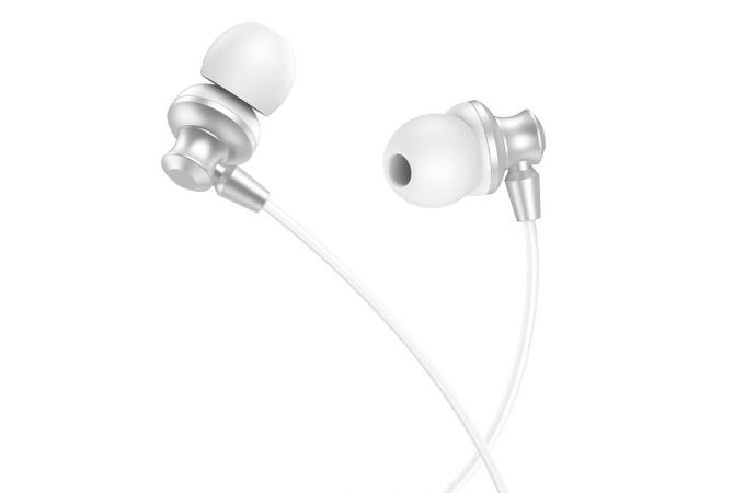 Наушники вакуумные проводные HOCO M98 Delighted earphones with microphone (серебристый)