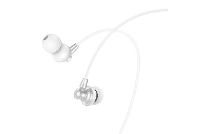 Наушники вакуумные проводные HOCO M98 Delighted earphones with microphone (серебристый)