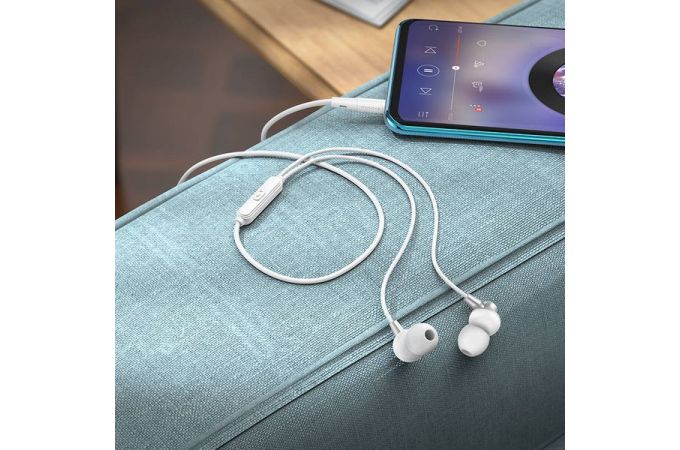 Наушники вакуумные проводные HOCO M98 Delighted earphones with microphone (серебристый)