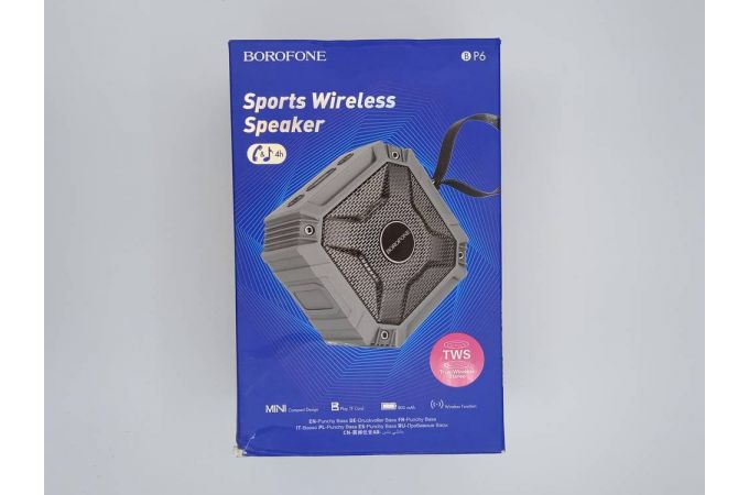 Портативная беспроводная колонка BOROFONE BP6 (серый) (УЦЕНКА! МЯТАЯ УПАКОВКА)