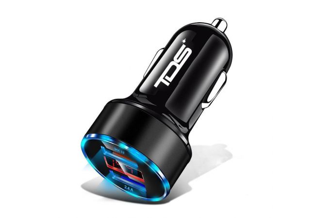 Автомобильное зарядное устройство TDS TS-CAU69A ЗУ авто 2*USB (USB, QC3.0,3000mA)
