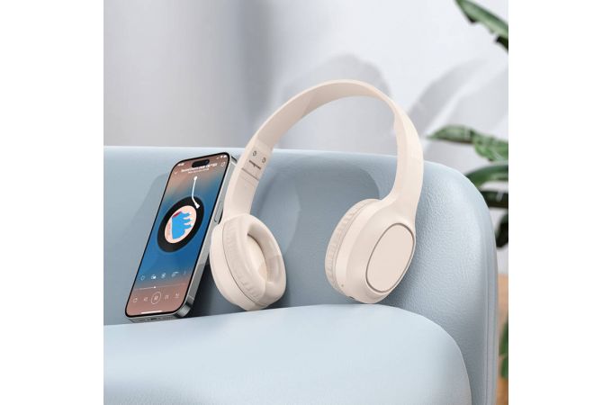 Наушники мониторные беспроводные HOCO W46 wireless headphones Bluetooth (цвет топленое молоко)