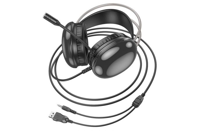 Наушники мониторные проводные HOCO W109 Rich headphones (3.5 мм/USB) (черные)