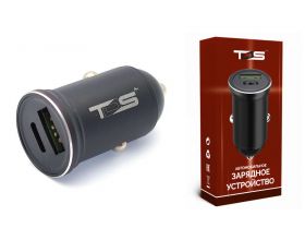 Автомобильное зарядное устройство АЗУ USB TDS TS-CAU41 (PD20W+QC3.0, 3600mA) (серый)