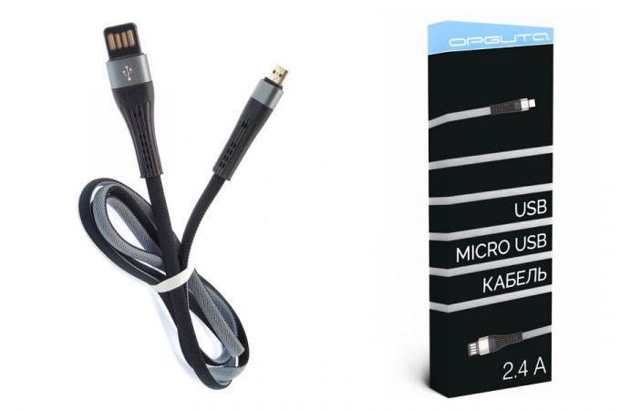 Кабель USB - MicroUSB Орбита OT-SMM58 2.4A (серый) 1м
