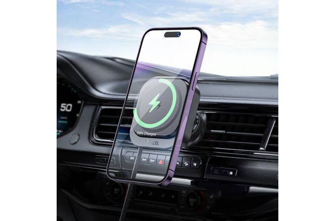 Держатель автомобильный для телефона HOCO HW23 Might retractable magnetic wireless fast charging car holder черный