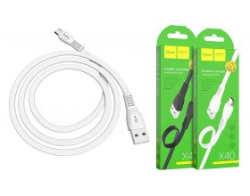 Кабель USB - MicroUSB HOCO X40 2,4A (белый) 1м