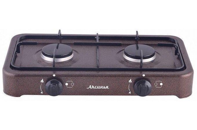 Плитка газовая АКСИНЬЯ КС-106, коричневый цвет 2 конфорки